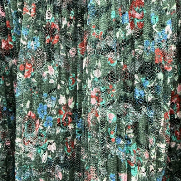 Anthropologie Porridge Pleated Floral Printed Lace Blouse Size L Romantic - Picture 6 of 14